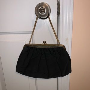 Black purse w/ gold chain, prom or wedding purse
